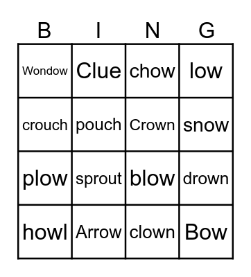ou/ow sound BINGO Card