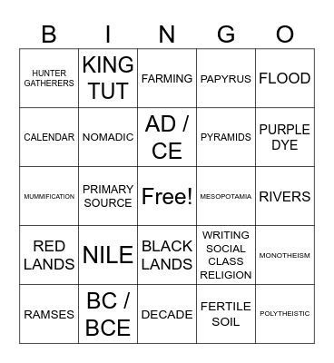 WH BINGO UNIT 0 - 3 Bingo Card