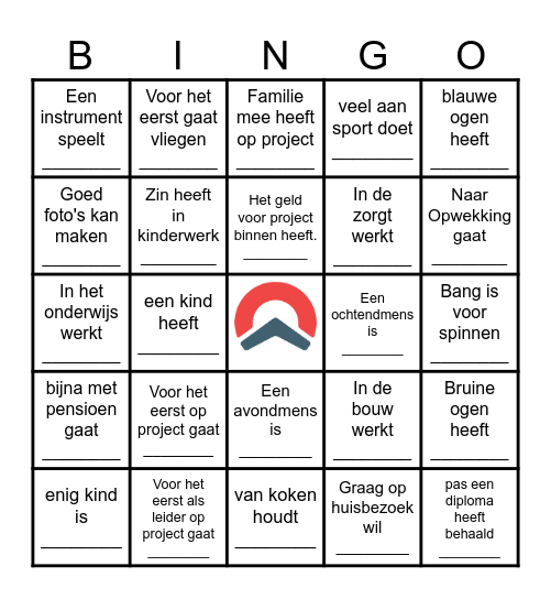 Zoek iemand die.... Bingo Card