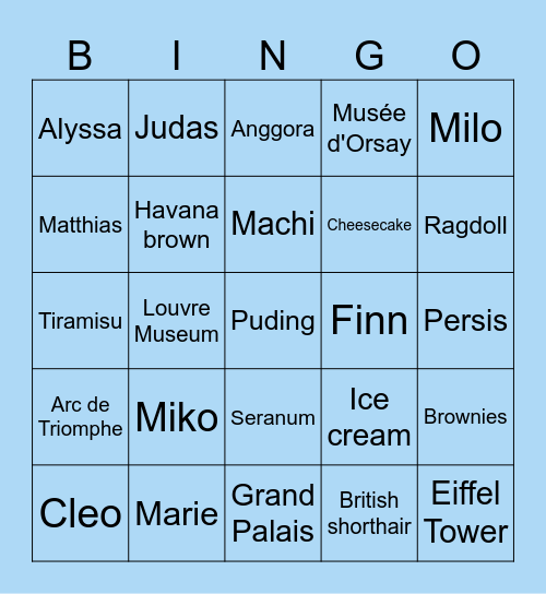 Matt's Bingo Card
