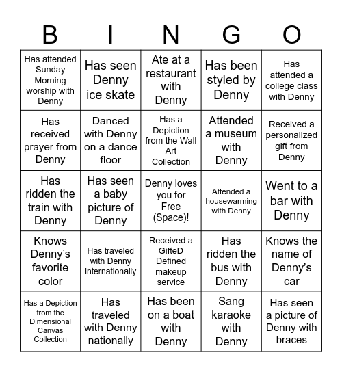 Denny Bingo Card