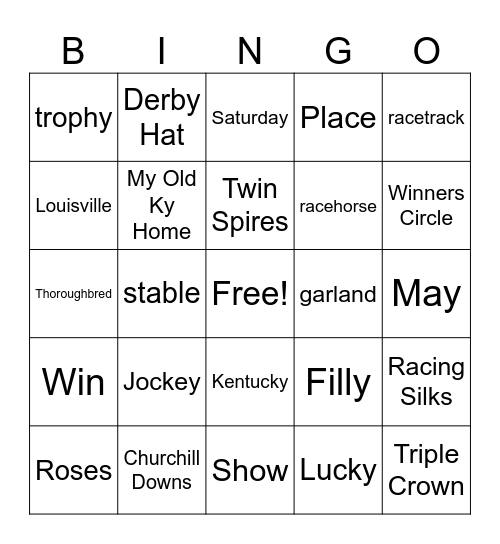 Kentucky Derby Bingo! Bingo Card