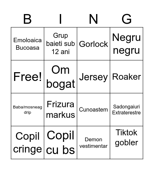 Mall bingo Card