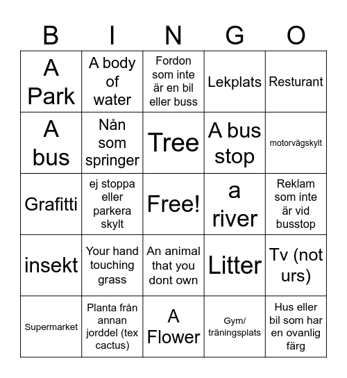 Irl Challenge Bingo Card