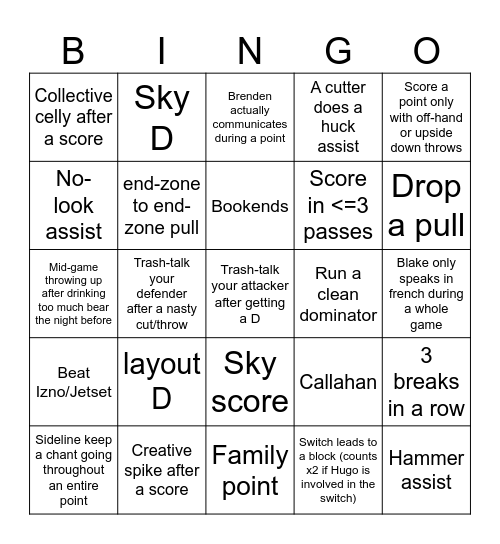 PUC Open 2 Bingo for VUT 2025 Bingo Card