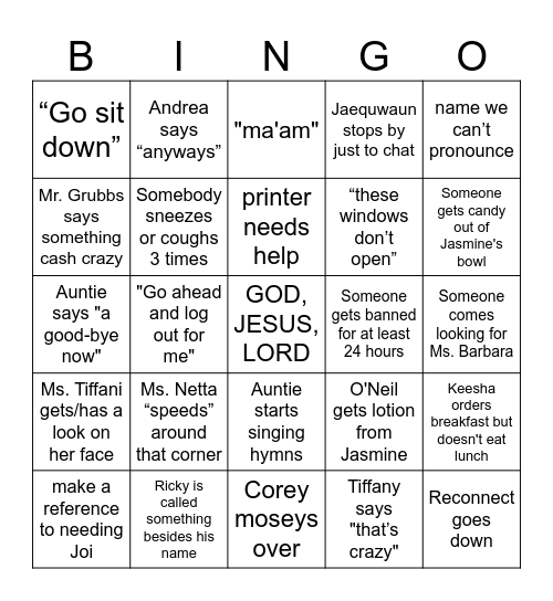 BILLS BILLS BILLS Bingo Card