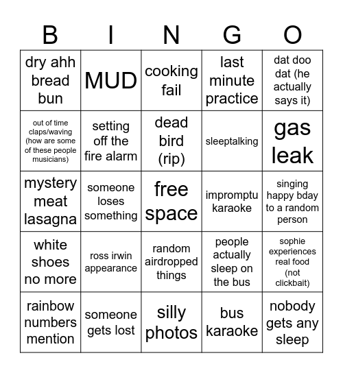 generations in jazz bingo card!! Bingo Card
