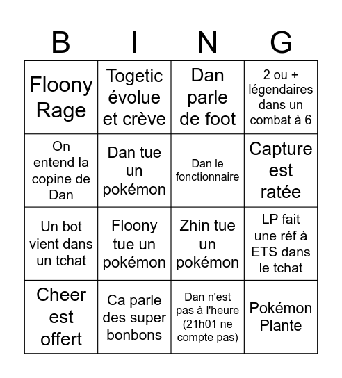 Pokémon USUL Bingo Card