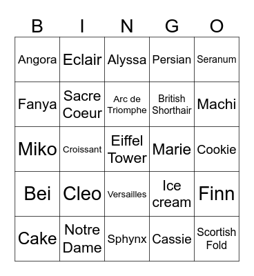 MARIÉ's Bingo Card