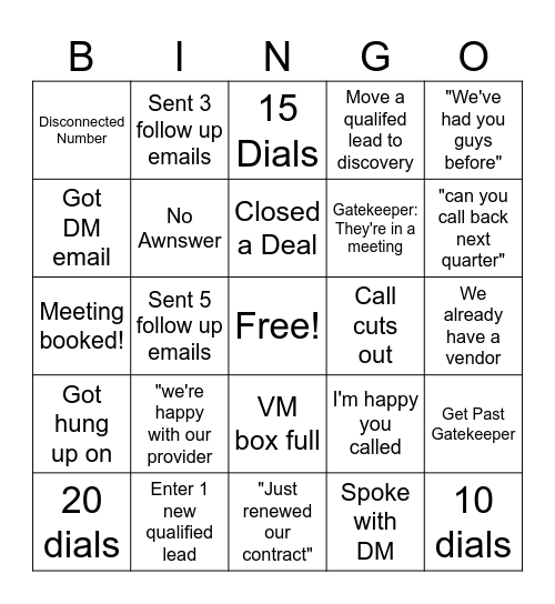 New biz bingo Card