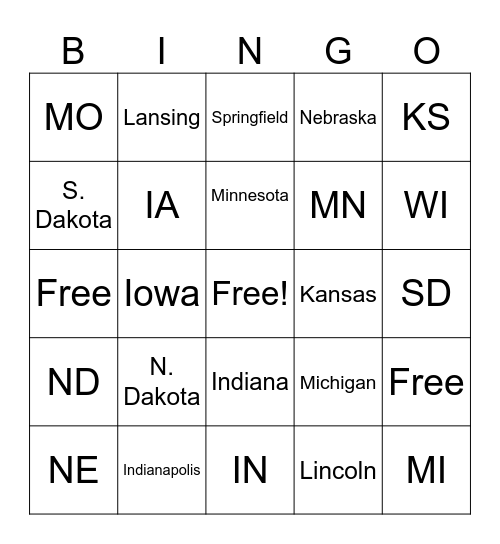 Midwest Bingo Card