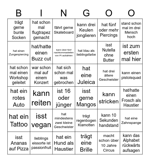 Circus Bingo Card