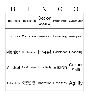 LTSS Change Management Bingo Card