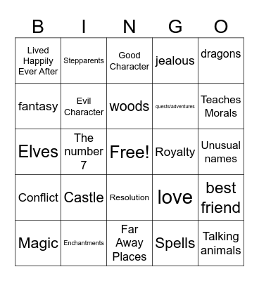 Fairytale BINGO Card