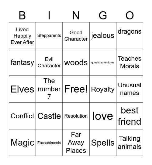 Fairytale BINGO Card