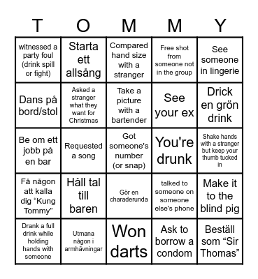 Bar Bingo 2025 Bingo Card