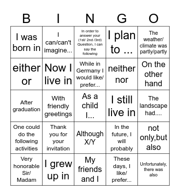 Brief an Frau Dr. Beckman Bingo Card