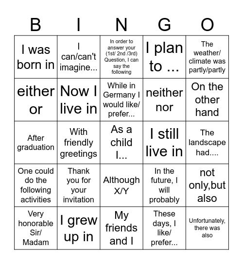 Brief an Frau Dr. Beckman Bingo Card