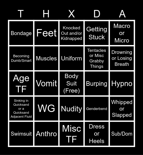 Totally Spies! Fetish Bingo Card