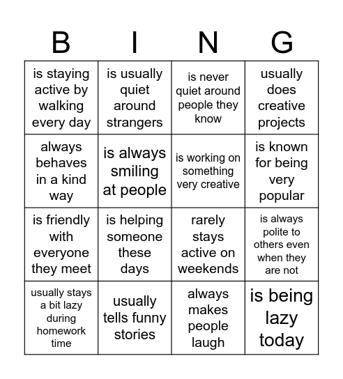 FIND SOMEONE WHO... Bingo Card