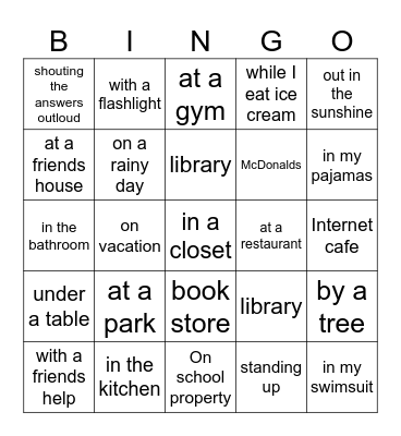 My Neighborhood Bingo Card