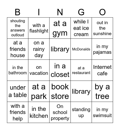 My Neighborhood Bingo Card