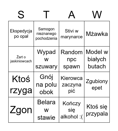 Stawowy 2k25 Bingo Card