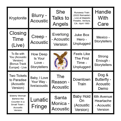 UNPLUGGED Bingo Card
