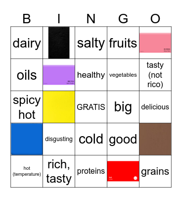 Describiendo comida Bingo Card