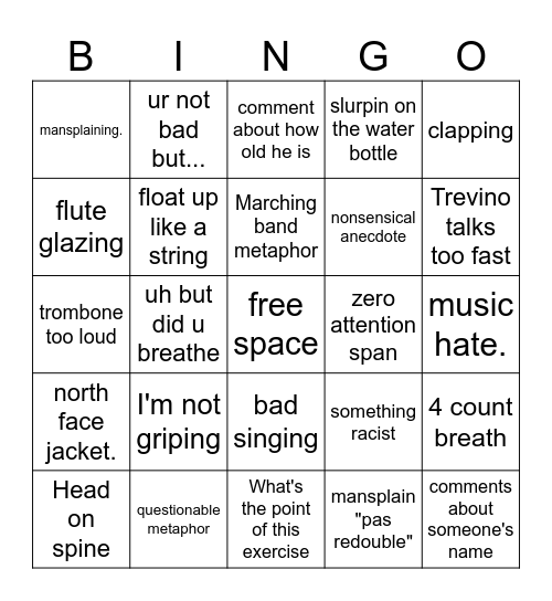 Mr Bennett Bingo Card