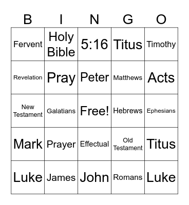 Prayer Breakfast Bingo Card