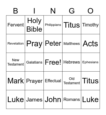 Prayer Breakfast Bingo Card
