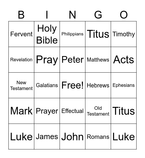 Prayer Breakfast Bingo Card