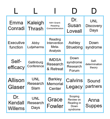 LLIDD BINGO! Bingo Card
