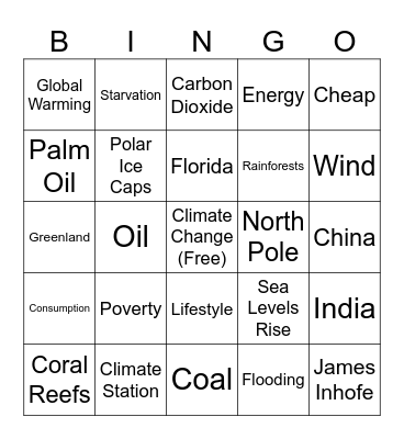 Before the Flood Bingo Card