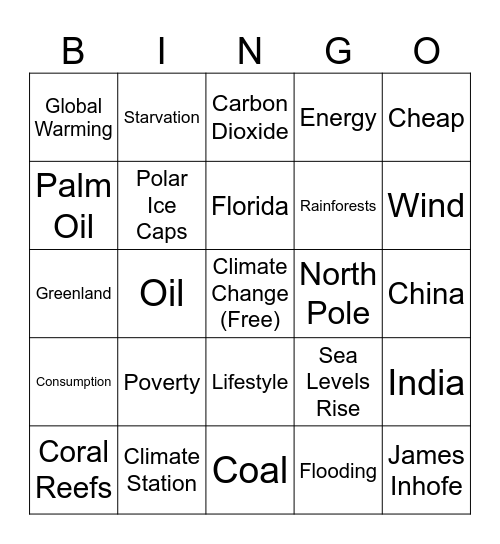 Before the Flood Bingo Card