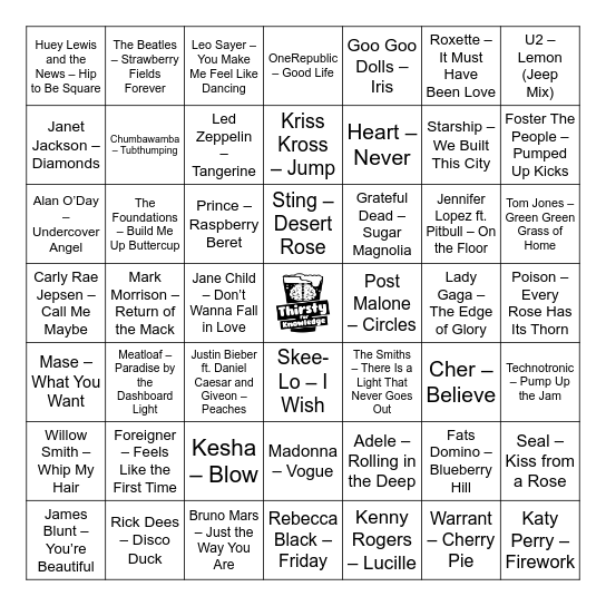 Thirsty For Knowledge Music Bingo Card