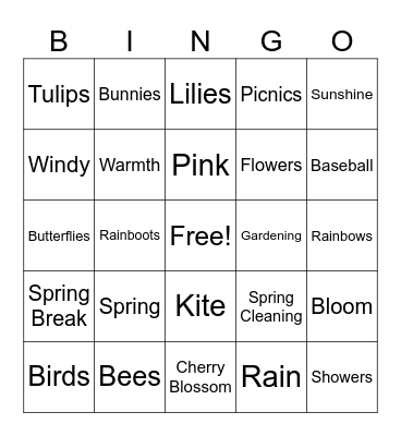 Spring Bingo Card