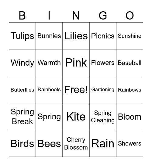 Spring Bingo Card