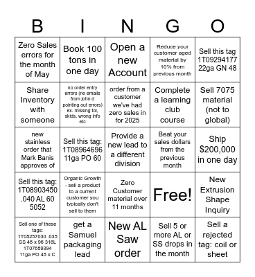MAY Bingo Card