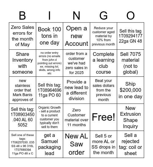 MAY Bingo Card