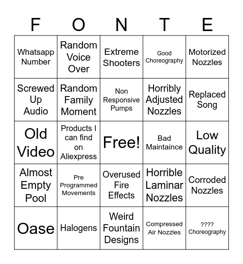 Fonte Bingo Card