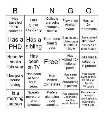 AAC Icebreaker Bingo Card
