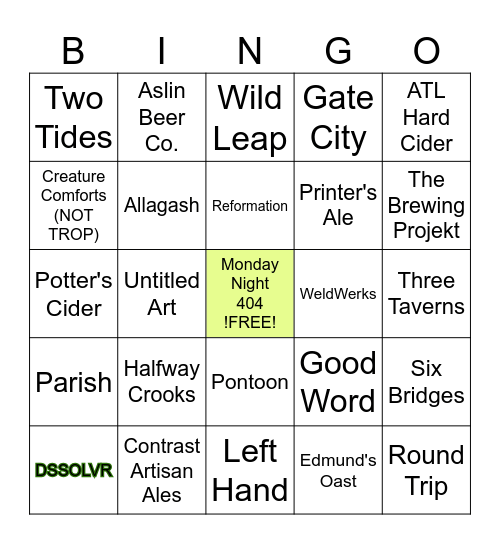 BEER BINGO Card