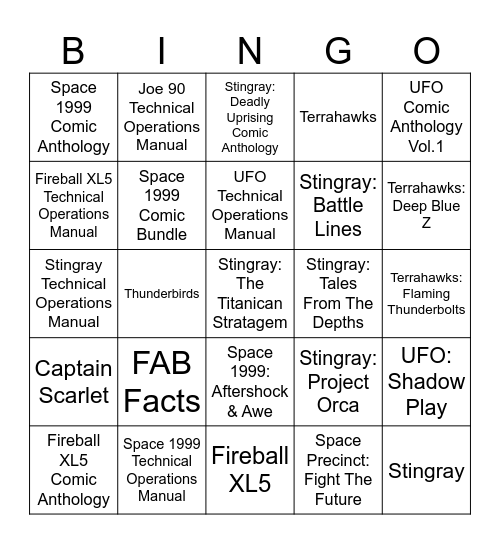 Gerry Anderson At Bedtime Bingo Card