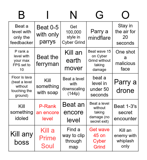 No Cheats allowed! (Violent or harder) Bingo Card