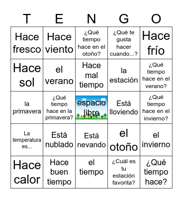 El Tiempo y Las estaciones Bingo Card