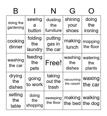 DAILY CHORES Bingo Card