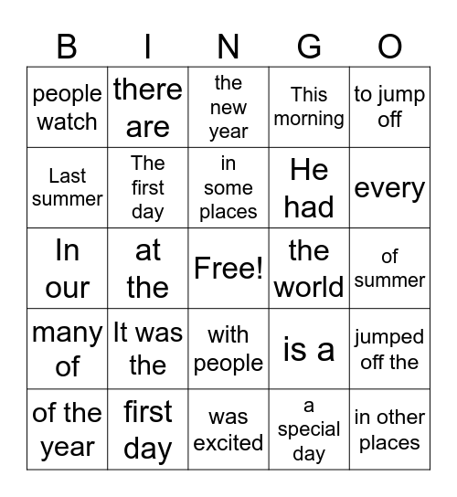 Second grade 9:20 Bingo Card