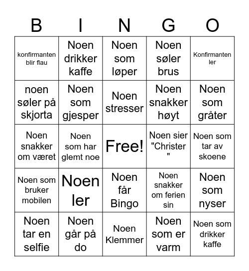 Christer Bingo Card